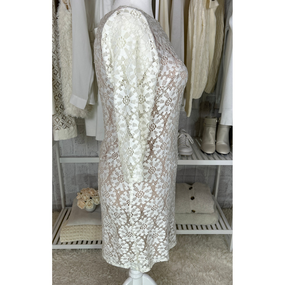 Vince Camuto Womens Size 12 White Lace Nude Lined Sheath Dress #0416 - Picture 4 of 12
